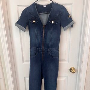 Denim Short Sleeve Jumpsuit
